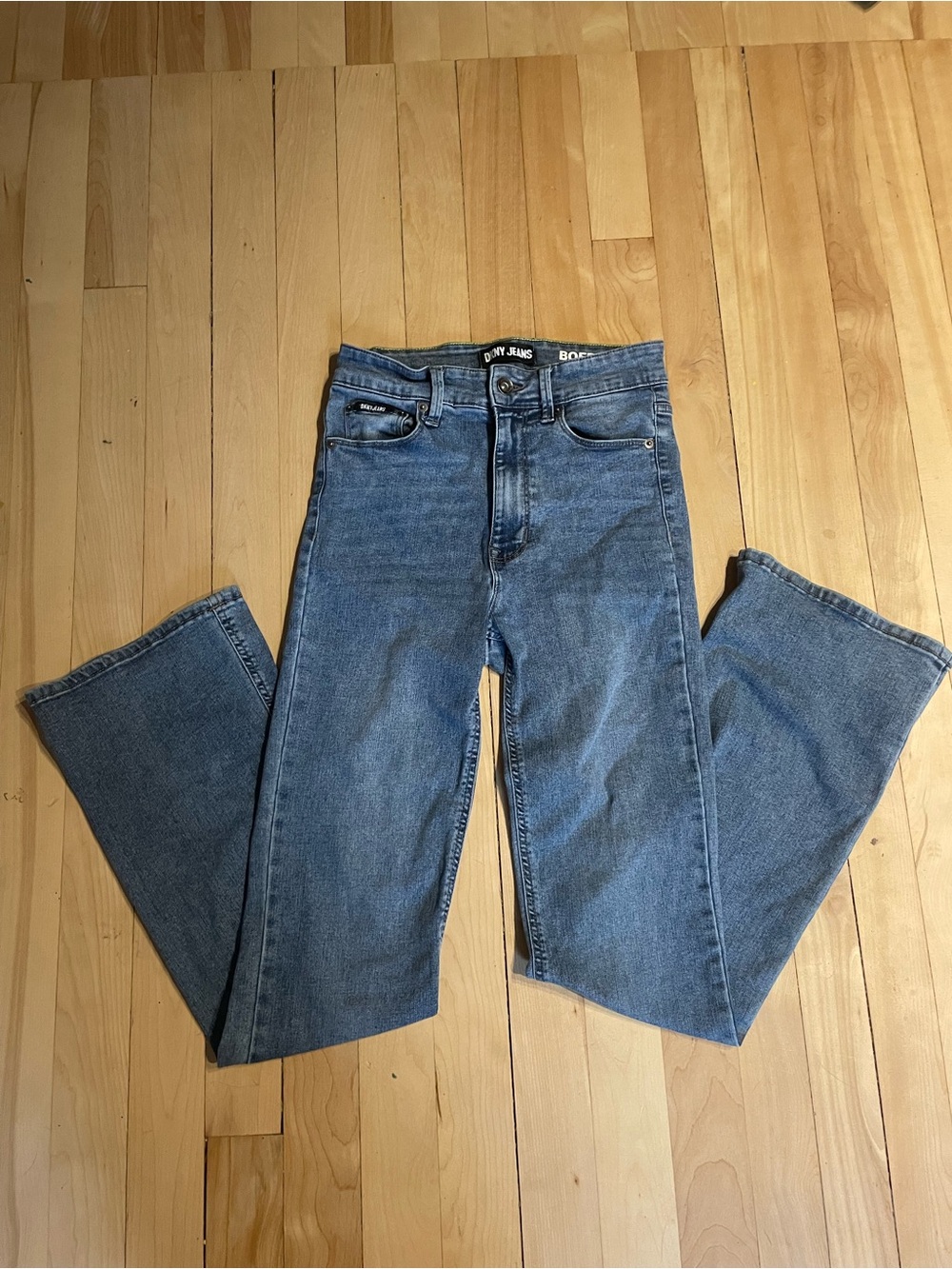 Dkny Mid-Blue Flared High-Rise Jeans